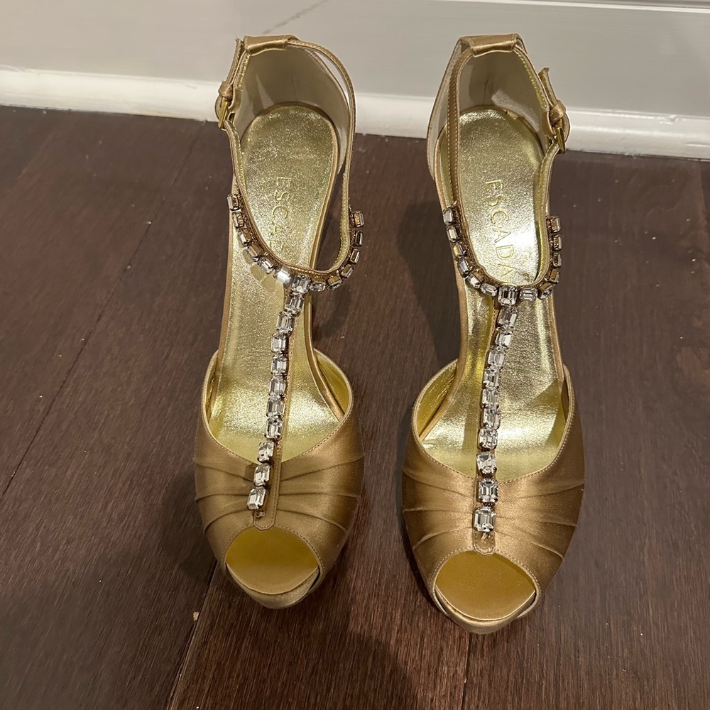 Escada Champagne Satin Pumps